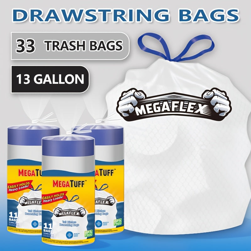 13 Gallon Trash Bags Drawstring – Odor Control Kitchen Garbage Bags with Lemon Mint Scent, Puncture & Tear Resistant, 33/78/150 Count Bulk Value Pack