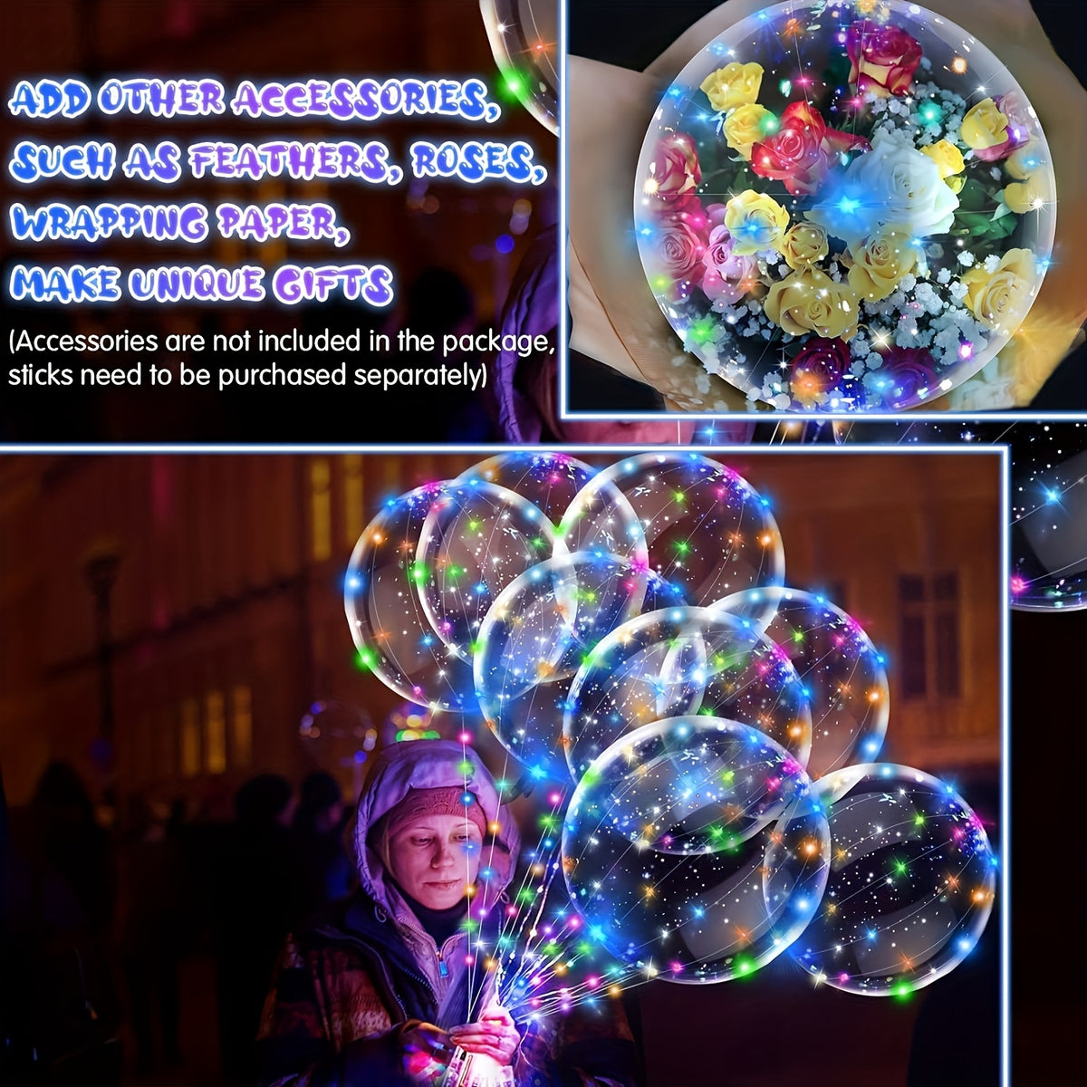 String Lights and Balloons Party Decoration Set 20 Pack – 10x 3-Meter LED String Lights & 10x 20-Inch Balloons for Wedding, Birthday, Graduation, Christmas, Halloween, Indoor Outdoor Decor