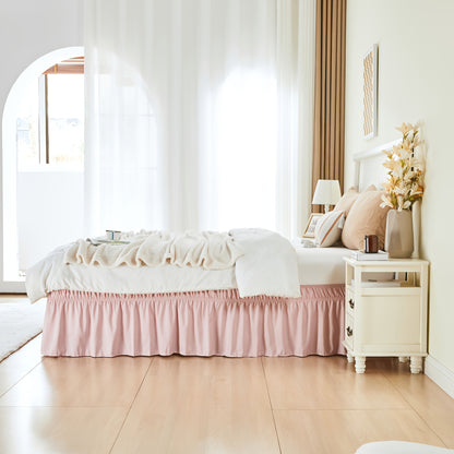 Bed Skirt Wrap Around Elastic – 15 Inch Drop Microfiber Dust Ruffle No Lift Needed Adjustable Hotel Quality Fade Resistant Machine Washable Twin Full Queen King 30 Colors