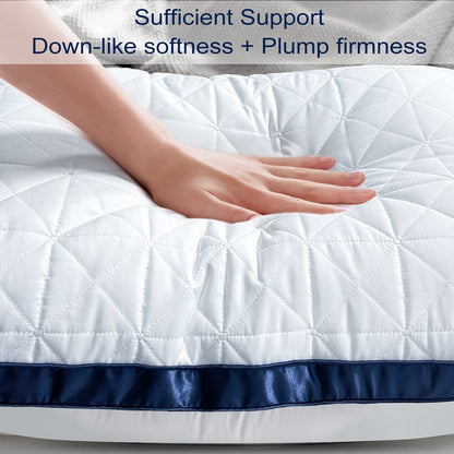 Gusseted Down Alternative Bed Pillows 2 or 4 Pack Standard Queen King Size Supportive Breathable Hotel Luxury Sleep Pillow for Side Stomach Back Sleepers Multiple Colors