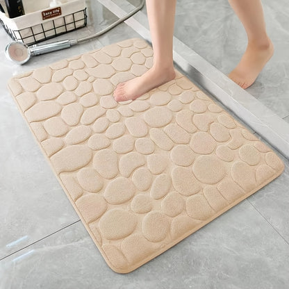 Memory Foam Bathroom Rug Set 5-Piece - Plush Non-Slip Super Absorbent Bath Mats for Sink Bathtub Shower Toilet, Machine Washable Quick-Dry Luxury Soft Sponge Bath Rug Set Black Gray Pink Khaki