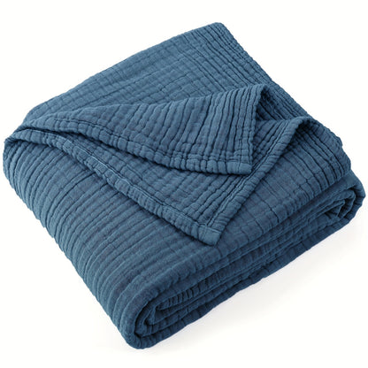 100% Cotton Muslin Blanket 6 Layer Breathable Lightweight Soft Gauze Throw Blanket All Season – Twin Queen King Throw for Couch Bed Sofa Machine Washable Navy Sage Green Lavender Teal Beige White Grey Blue