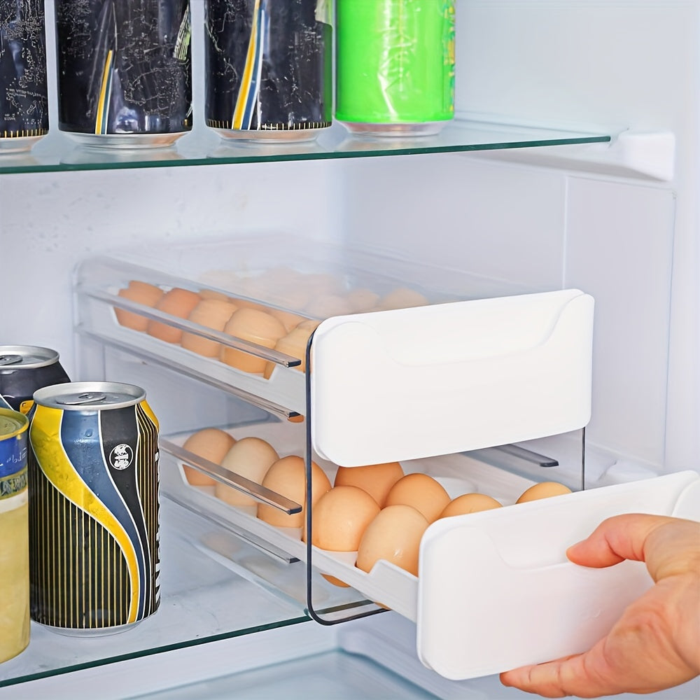 Egg Holder for Fridge 2-Tier Stackable – Clear Plastic Egg Storage Container Organizer, Holds 36 Eggs, with Handles, 12x6.9x6 Inch, Kitchen Refrigerator Egg Tray Bin