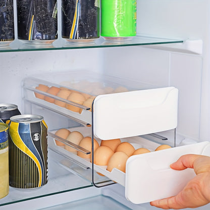 Egg Holder for Fridge 2-Tier Stackable – Clear Plastic Egg Storage Container Organizer, Holds 36 Eggs, with Handles, 12x6.9x6 Inch, Kitchen Refrigerator Egg Tray Bin