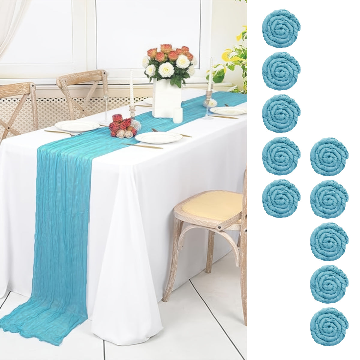 Cheesecloth Table Runner 21.7x120 Inch Sheer Gauze Boho Table Decor for Wedding Reception Bridal Shower Birthday Party Graduation Outdoor Events – Rustic Rectangular Runner in 15 Colors