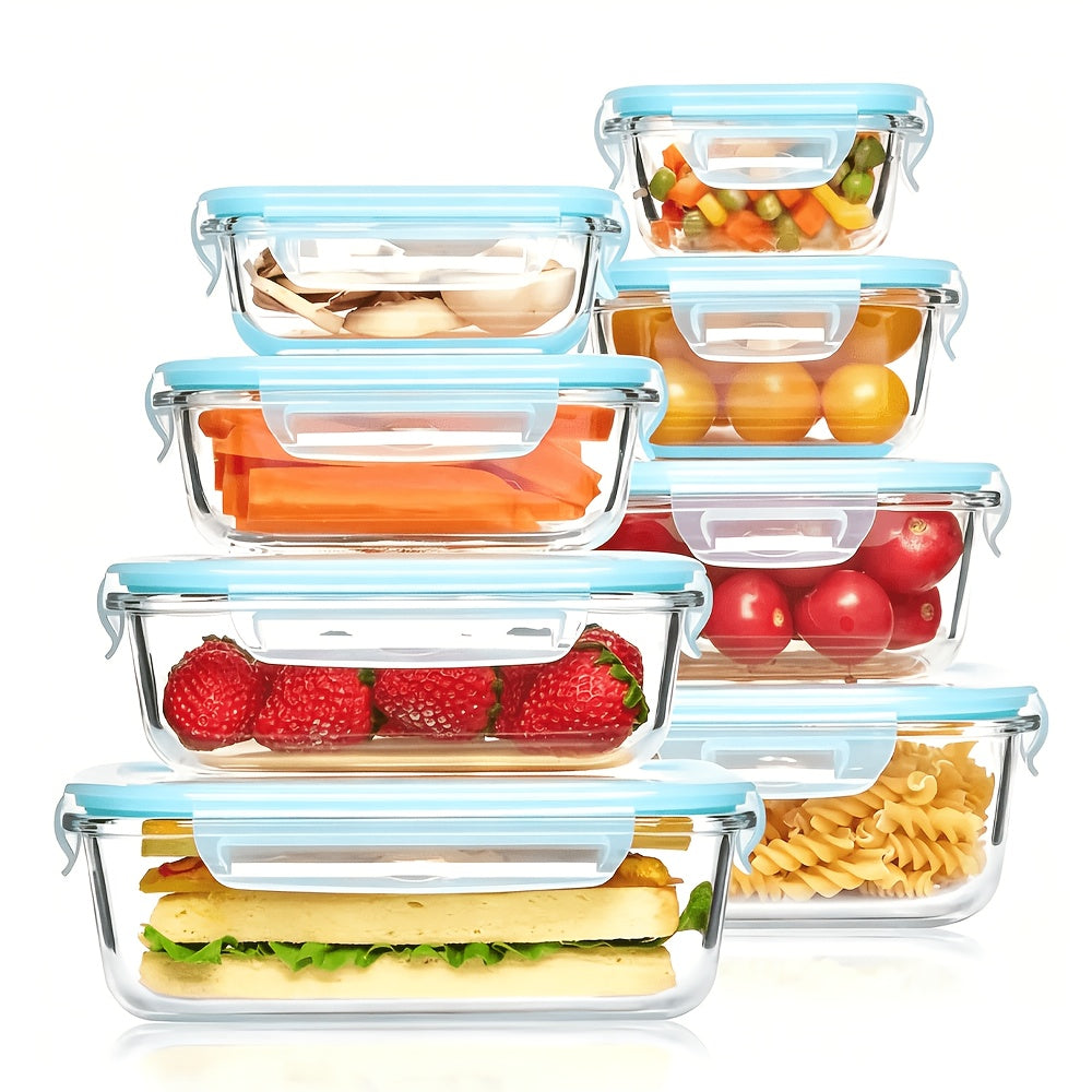 Glass Food Storage Containers Set with Lids - Airtight Meal Prep Containers, Microwave Oven Freezer Safe, BPA Free, Perfect for Lunch Salad Fruit Leftovers - 16pc or 24pc Sets