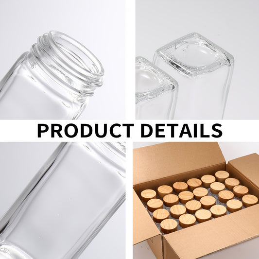 Glass Spice Jars with Bamboo Lids and Labels, 4oz Airtight Seasoning Storage Bottles with Collapsible Funnels for Spice Rack Pantry Cupboard, Set of 15 24 or 36 Pieces