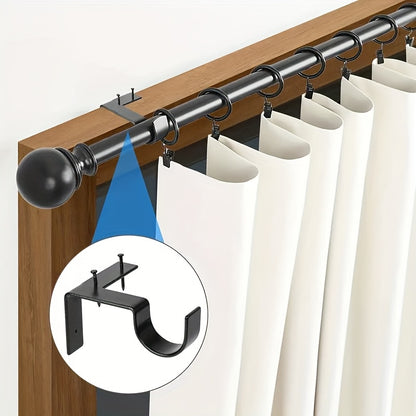 No-Drill Curtain Rod Bracket Adjustable Heavy-Duty Wall-Mounted Curtain Rod Holder for Living Room Bedroom Doors (4/8pcs)