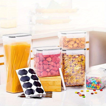 Airtight Food Storage Containers Set with Flip-Top Lids, Labels & Marker – BPA-Free Plastic Kitchen Pantry Organizer for Meal Prep, Travel & Outdoor Picnics (6 to 42 Jars + Lids)
