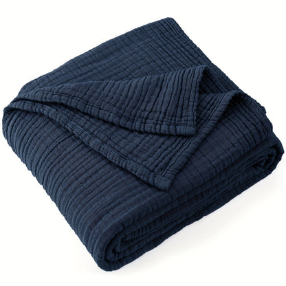 100% Cotton Muslin Blanket 6 Layer Breathable Lightweight Soft Gauze Throw Blanket All Season – Twin Queen King Throw for Couch Bed Sofa Machine Washable Navy Sage Green Lavender Teal Beige White Grey Blue