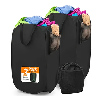 Large Foldable Laundry Basket Waterproof with Padded Handles – Freestanding Dirty Clothes Hamper for Bathroom Bedroom Home, 1pc or 2pcs Multi-Color Options