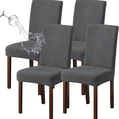 Chair Covers for Dining Room Set of 4 & 6 - Stretch Polar Fleece Jacquard Slipcovers with Elastic Band, Machine Washable Removable Seat Covers for Kitchen Dining Chairs, Multiple Colors