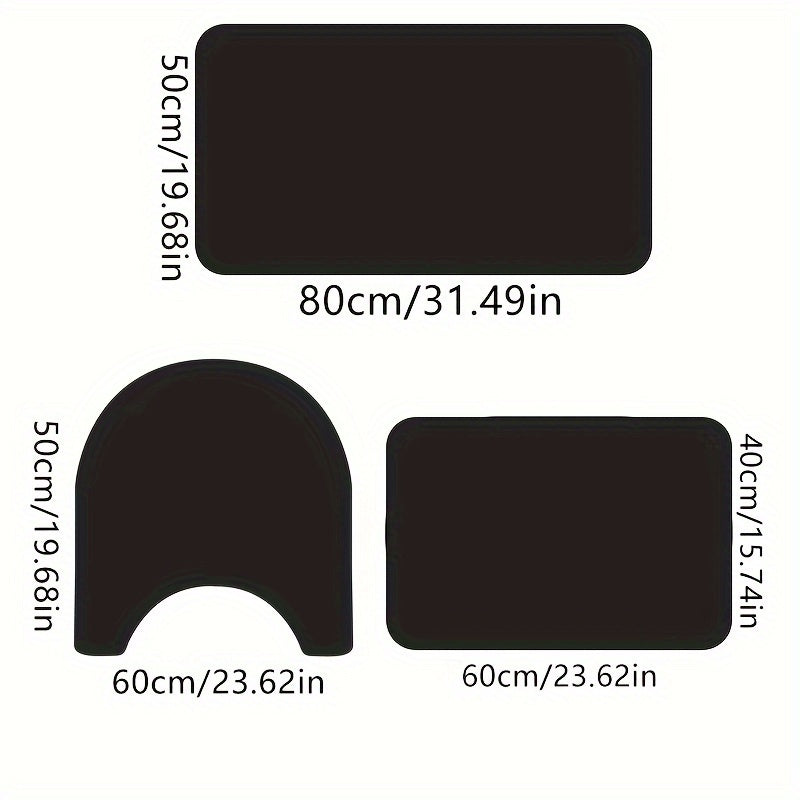 Quick Dry Bath Mat Set 3 Piece – Non-Slip Absorbent Bathroom Floor Mats for Bathroom, Kitchen, Laundry Room, Machine Washable, 3 Styles