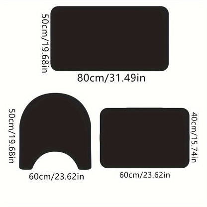 Quick Dry Bath Mat Set 3 Piece – Non-Slip Absorbent Bathroom Floor Mats for Bathroom, Kitchen, Laundry Room, Machine Washable, 3 Styles