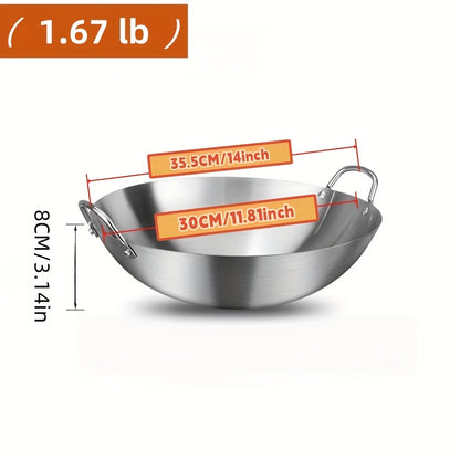 Stainless Steel Wok Pan Nonstick Frying Pan Cookware Kitchen Cooking Pot Stir Fry Pan with Even Heat Distribution