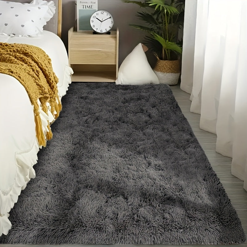 Fluffy Area Rug Non-Slip Soft Plush Carpet for Living Room Bedroom Kitchen Bathroom – Modern Home Decor Floor Mat Easy to Clean – Multiple Sizes & Colors Coffee Gray Black