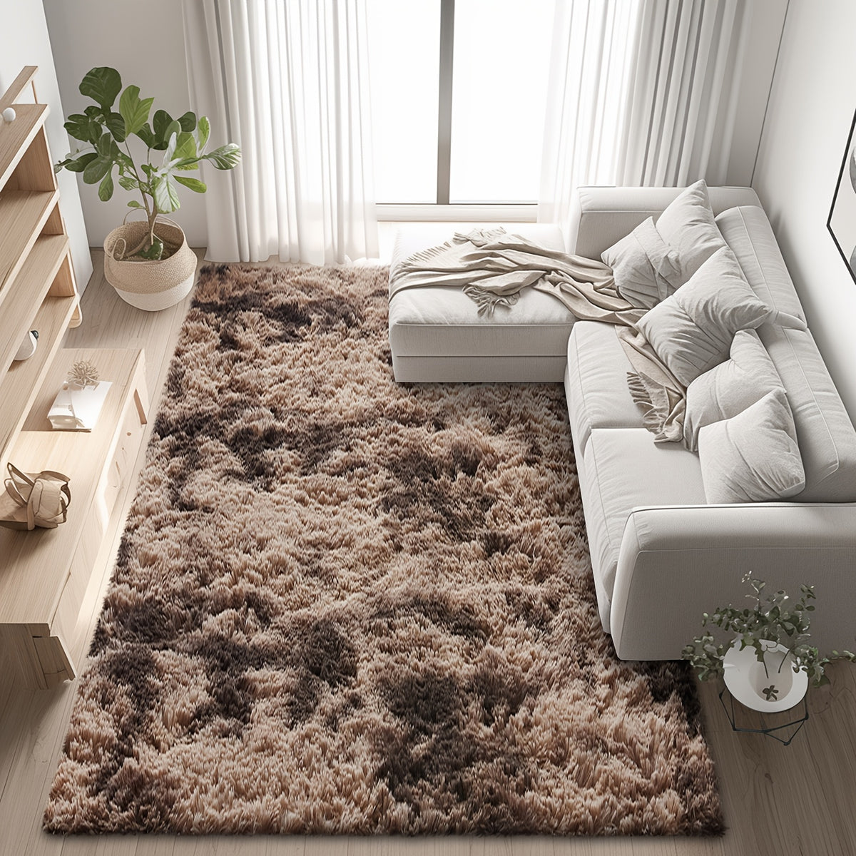 Shaggy Area Rug for Living Room – Ultra-Soft Fluffy Bedroom Carpet, Thick Plush Floor Mat for Home Decor, 5x7 6x9 8x10 9x12 Ft, Tie-Dye & Solid Colors