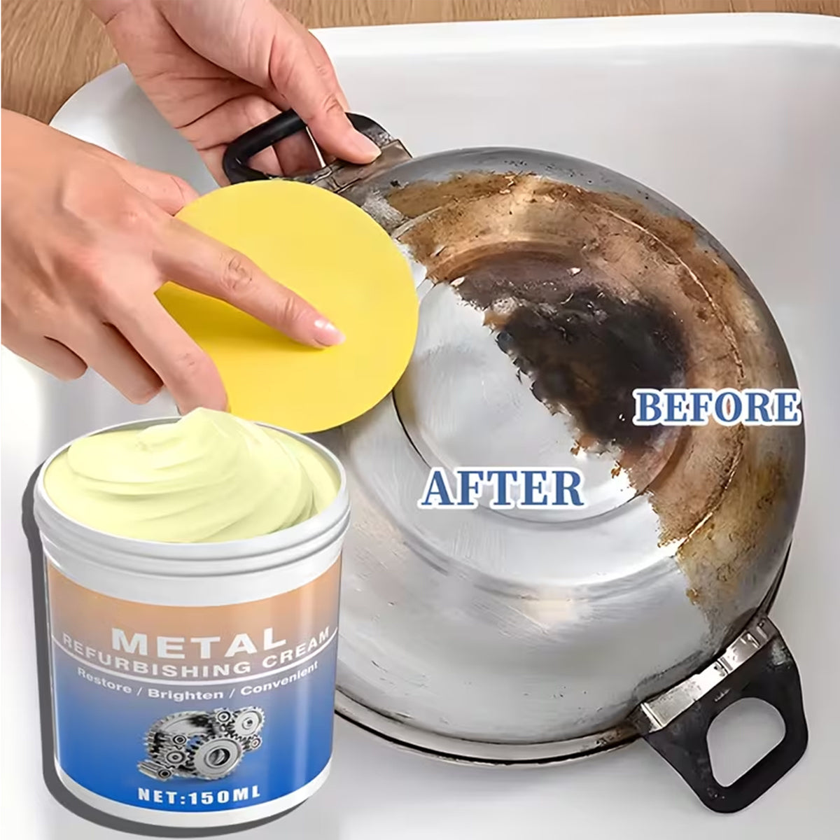 Metal Polishing Compound Paste – Professional Restoration Cream for Stainless Steel Kitchen Appliances Oven Range Hood Chrome Aluminum Surface Polish