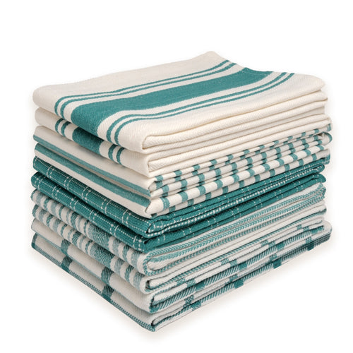 100% Cotton Kitchen Towels 10 Pack – Flat Weave Absorbent Dish Towels in Assorted Colors, Reusable Cloth Towels for Cooking, Cleaning & Drying Hands – Holiday & Everyday Kitchen Essential