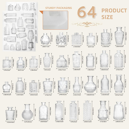 Mini Clear Bud Vases Set - Bulk Small Glass Flower Vases for Wedding Centerpieces, Party Table Decorations, Birthday Anniversary Home Decor, 12 30 43 52 Pcs Available