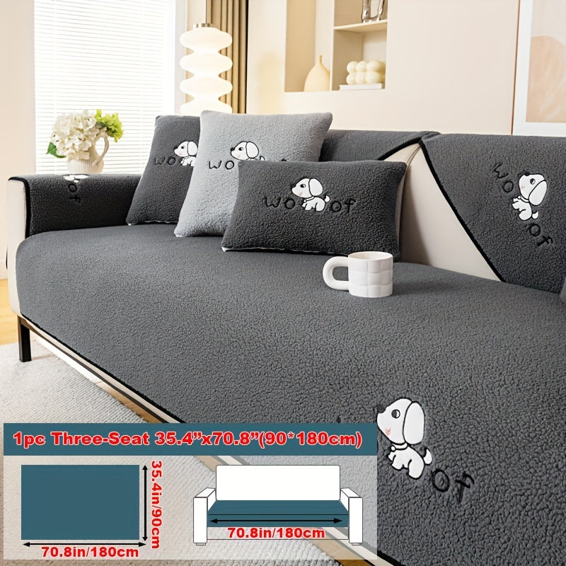 Sherpa Sofa Cover for Pets – Thick Plush Non-Slip Couch Protector Slipcover for Dogs & Cats, Furniture Protection Cover for Sofa Seat, Backrest, Armrest & Cushion, Bedroom Living Room Office