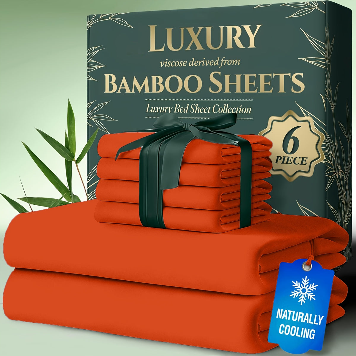 Bamboo Cooling Bed Sheets 6 Piece Set - 17 Inch Deep Pocket Fitted Sheet for Hot Sleepers, Cloud-Soft Luxury Flat Sheet & Pillowcases, Twin Full Queen King, Breathable Hypoallergenic Bedroom Bedding