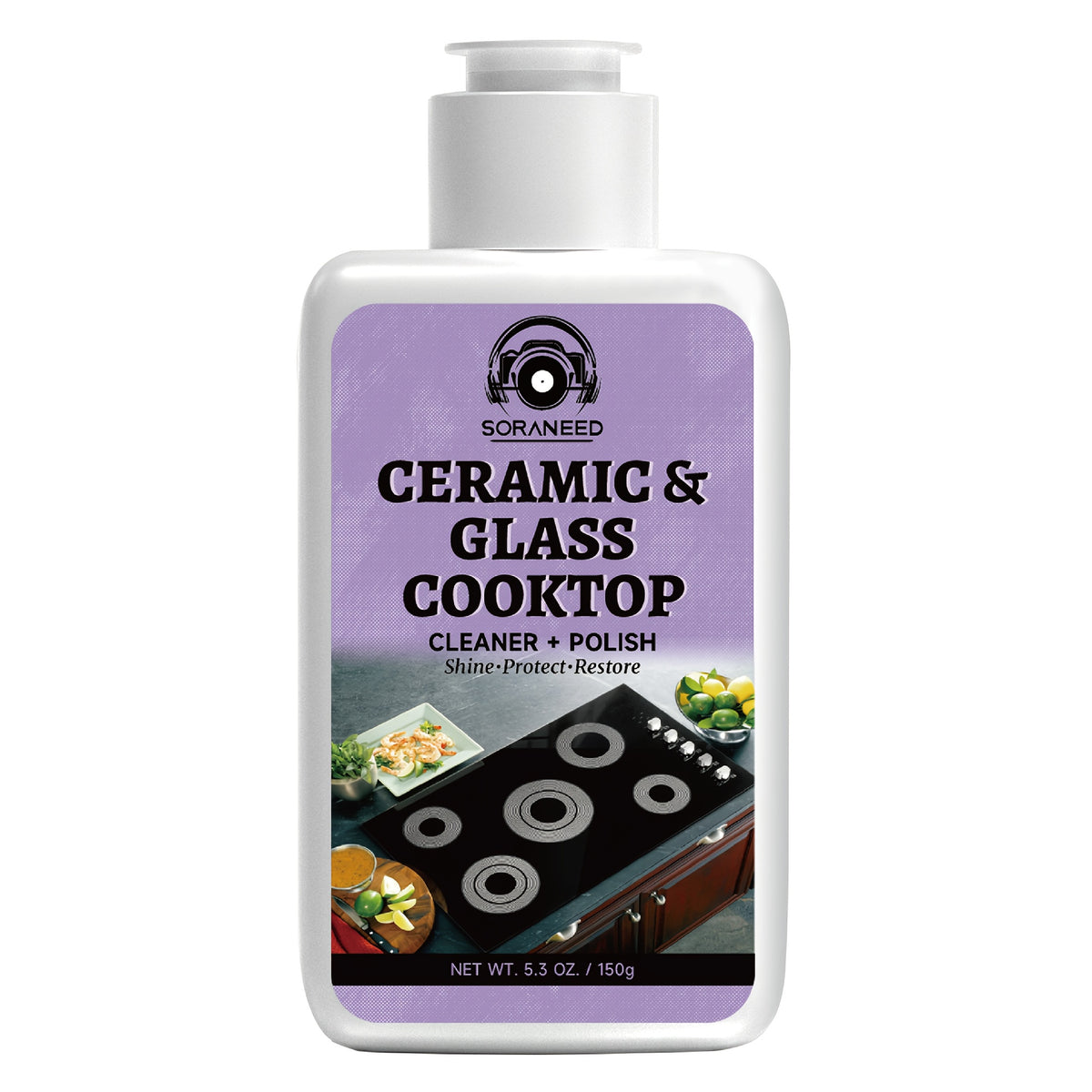 Ceramic Stove Cleaning Kit Fast-Acting Stovetop Cleaner Removes Burnt-On Grease & Stains Without Scratching – Non-Toxic Citric Acid Cream Cleaner for Glass Ceramic Cooktop, Safe & Unscented