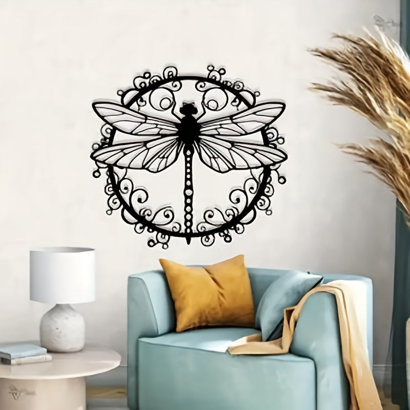 Black Dragonfly Iron Wall Art | Intricate Metal Wall Decor for Indoor & Outdoor | Living Room, Garden, Office & Patio Wall Decoration