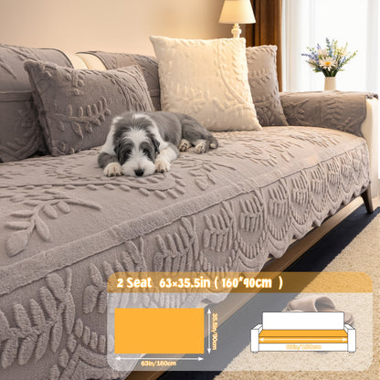 Faux Rabbit Fur Sofa Cover Plush Quilted Non-Slip Machine Washable Couch Protector for Pets – Fits 1 2 3 4 Seater Sofa, Sectional, Loveseat | Bedroom Living Room Office | Home Viaco