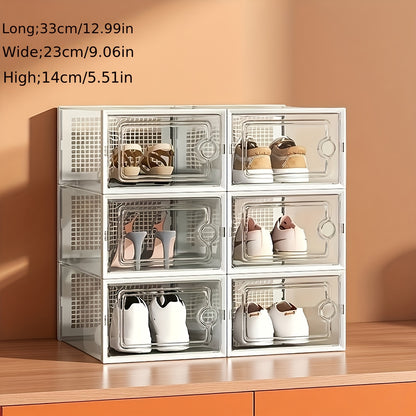 Stackable Shoe Boxes Clear Plastic with Lid Foldable Sneaker Storage Organizer – Space-Saving Transparent Shoe Rack Containers for Entryway & Bedroom, 6, 12 & 24 Pack in White, Black & Grey