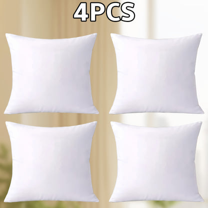 Fluffy Square Pillow Inserts with Zipper Closure – 4 Pack Plump Cushion Stuffer Inserts for Sofa, Bed & Patio | 6 Sizes | Machine Washable | 100% Polyester Fill