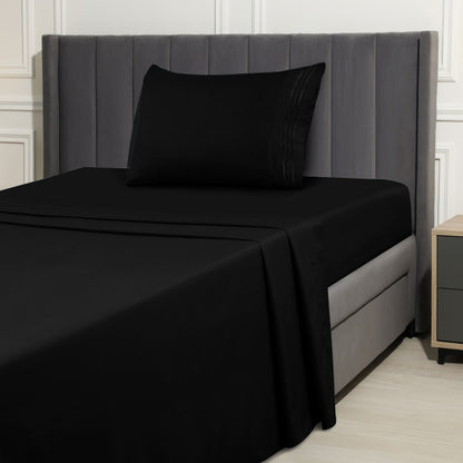 1800 Series Bed Sheets Set 4 Pieces – Brushed Microfiber Deep Pocket Sheet Set with Pillowcases, Cooling & Breathable Bedding for All Seasons, Fade Resistant, Fits Mattresses Up to 16 Inches