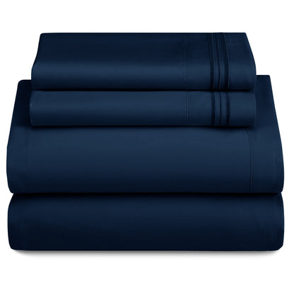 Soft Microfiber Bed Sheet Set 4-Piece 1800 Series 16 Inch Deep Pocket Hotel Luxury Cooling Sheets with Embroidered Pillowcases, Fade & Shrink Resistant, Twin to Cal King, 20 Colors