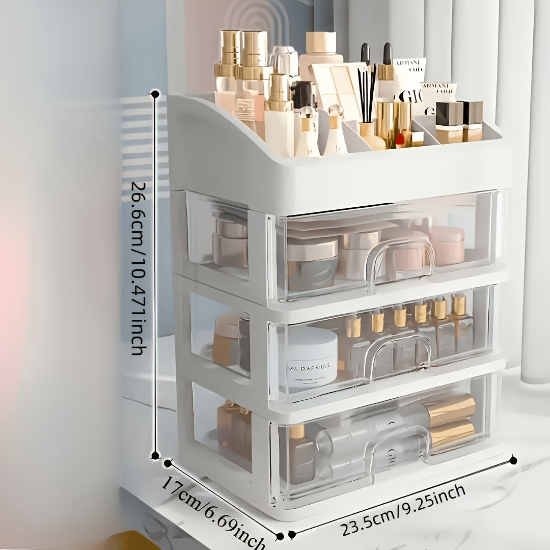 4-Layer Cosmetic Storage Organizer with 3 Pull-Out Drawers Large Capacity Skincare Makeup Desktop Rack No Assembly Bathroom Bedroom Vanity Organizer Gift for Women