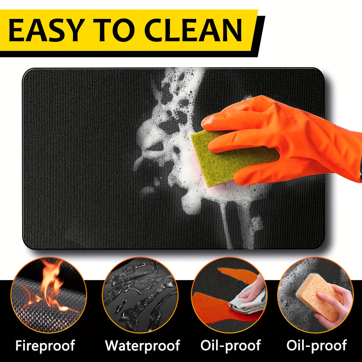 BBQ Grill Mat Double-Sided Fireproof Waterproof – Fiberglass Silicone Under Grill Protector for Deck Patio Lawn, Heat Resistant, Easy Clean, 7 Sizes for Outdoor Grills Fire Pits & Smokers