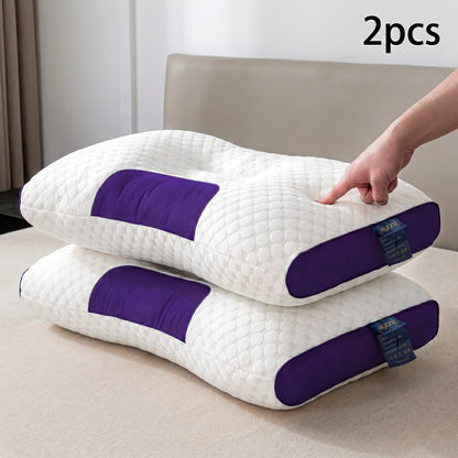 Neck Pillow Set 2 Pack Breathable Ergonomic Design with Removable Zippered Pillowcase - Relieves Shoulder Neck Pressure, 6 Colors Gray Purple Blue Green, Bedroom Travel