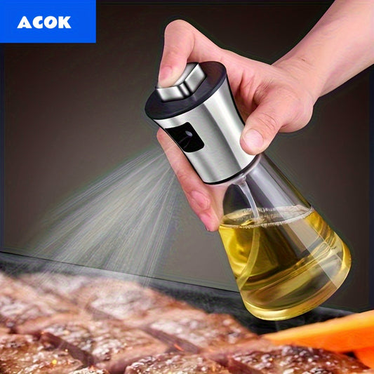 Oil Sprayer for Cooking – Stainless Steel Olive Oil Spray Bottle with Pressurized Mist, Glass Body, Even Coating for Air Fryer, BBQ, Salad, Baking & Grilling, Healthy Kitchen Cooking Spray Dispenser