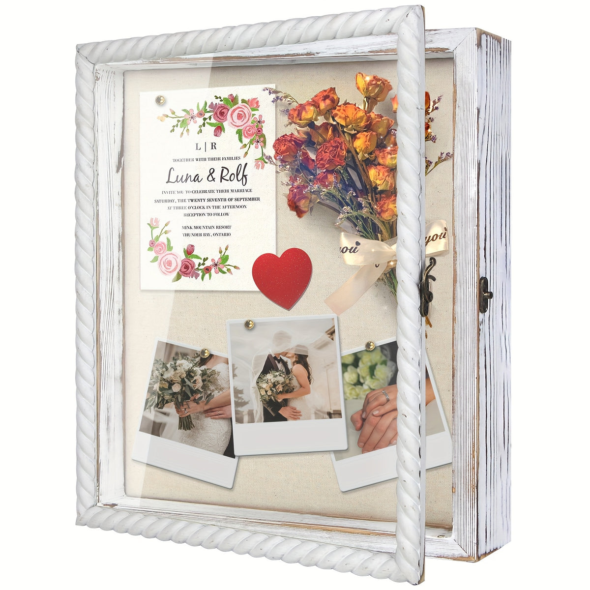 Shadow Box Frame with Linen Back 11x14 12x16, Large Rustic Memory Display Case with 4 Removable Shelves for Flowers Pictures Championship Rings Medals Coins Pins Collection Home Decor Wall Display
