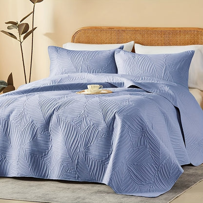 Quilt Set Queen Size 2/3 Piece Lightweight Microfiber Bedspread Soft Cool Coin Pattern Coverlet for All Seasons – Modern Summer Quilt with Pillow Cases for Bedroom Family Gift