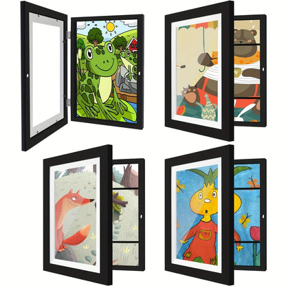 Kids Artwork Frame Front Opening Changeable 8.5x11 Children Art Display Picture Frame for Drawing Crafts Photos Holds 130 Pieces Wood Black White 1 2 4 8 Pack