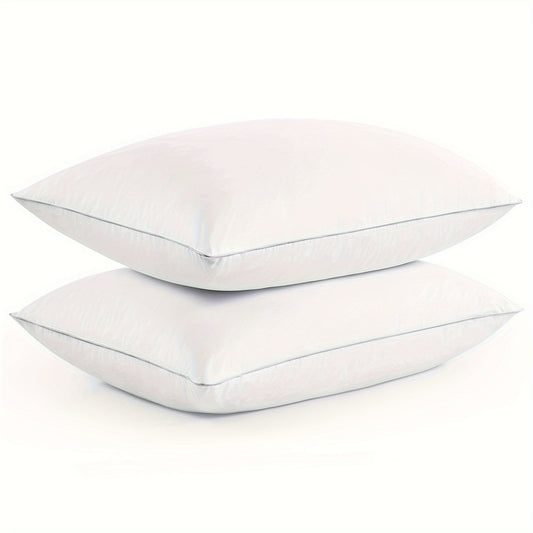 Goose Down Feather Bed Pillows Set of 2 – Luxury Hotel Quality, 100% Soft Cotton Shell, Machine Washable, Standard/Queen/King Size for Back, Stomach & Side Sleepers