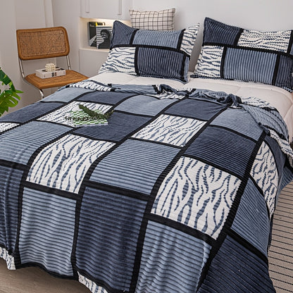 Plaid Throw Blanket Super Soft Cozy Fleece - Multi-Size All-Season Lightweight Blanket for Bed Sofa Couch, Warm Comfortable Grid Print Blanket for Home Office Travel Nap, Modern Farmhouse Style