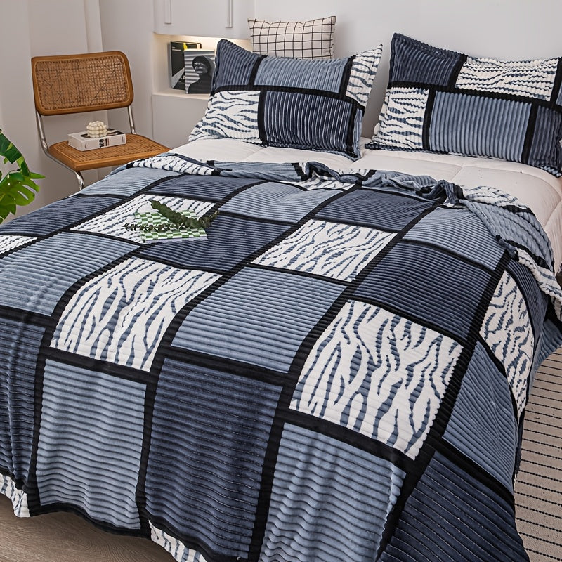 Plaid Throw Blanket Super Soft Cozy Fleece - Multi-Size All-Season Lightweight Blanket for Bed Sofa Couch, Warm Comfortable Grid Print Blanket for Home Office Travel Nap, Modern Farmhouse Style