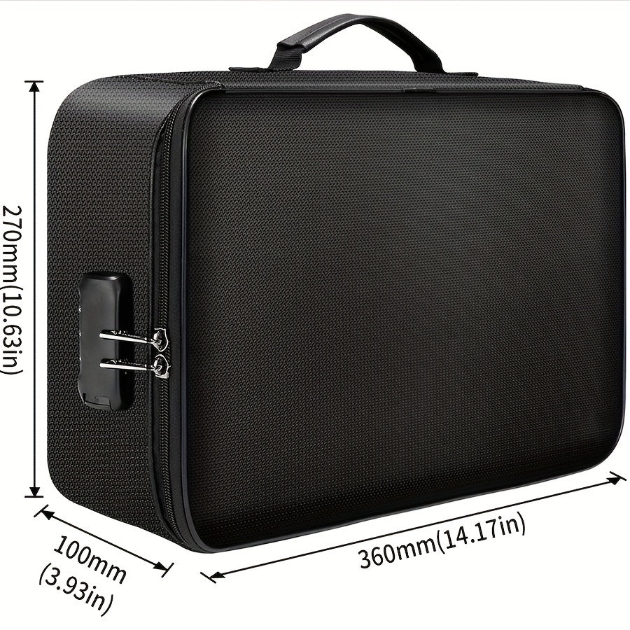 Document Organizer Bag with Combination Lock – Portable Multi-Compartment File Storage Bag for Home, Office & Travel, Secure Storage for Documents, Cards & Gadgets