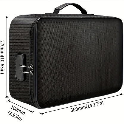 Document Organizer Bag with Combination Lock – Portable Multi-Compartment File Storage Bag for Home, Office & Travel, Secure Storage for Documents, Cards & Gadgets