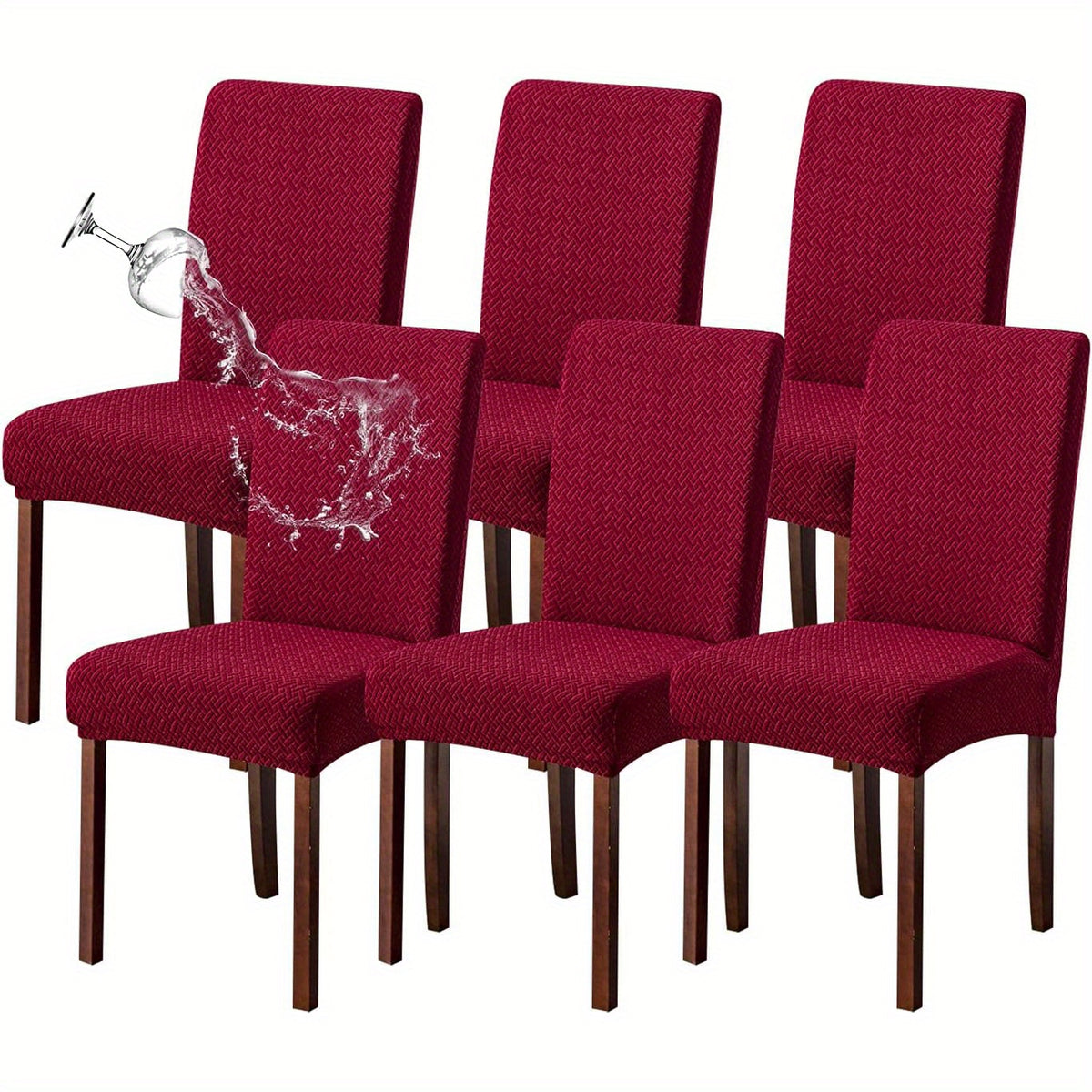 Chair Covers for Dining Room Set of 4 & 6 - Stretch Polar Fleece Jacquard Slipcovers with Elastic Band, Machine Washable Removable Seat Covers for Kitchen Dining Chairs, Multiple Colors