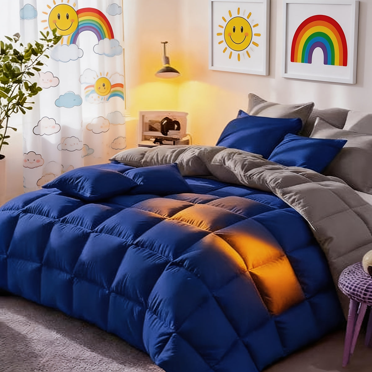Comforter Sets Queen King Full 7 Piece Bed in a Bag – Soft Satin-Like Fabric, Breathable Quilt Set with Fitted Sheet, Flat Sheet & 4 Pillowcases, Multiple Colors for Bedroom Hotel School
