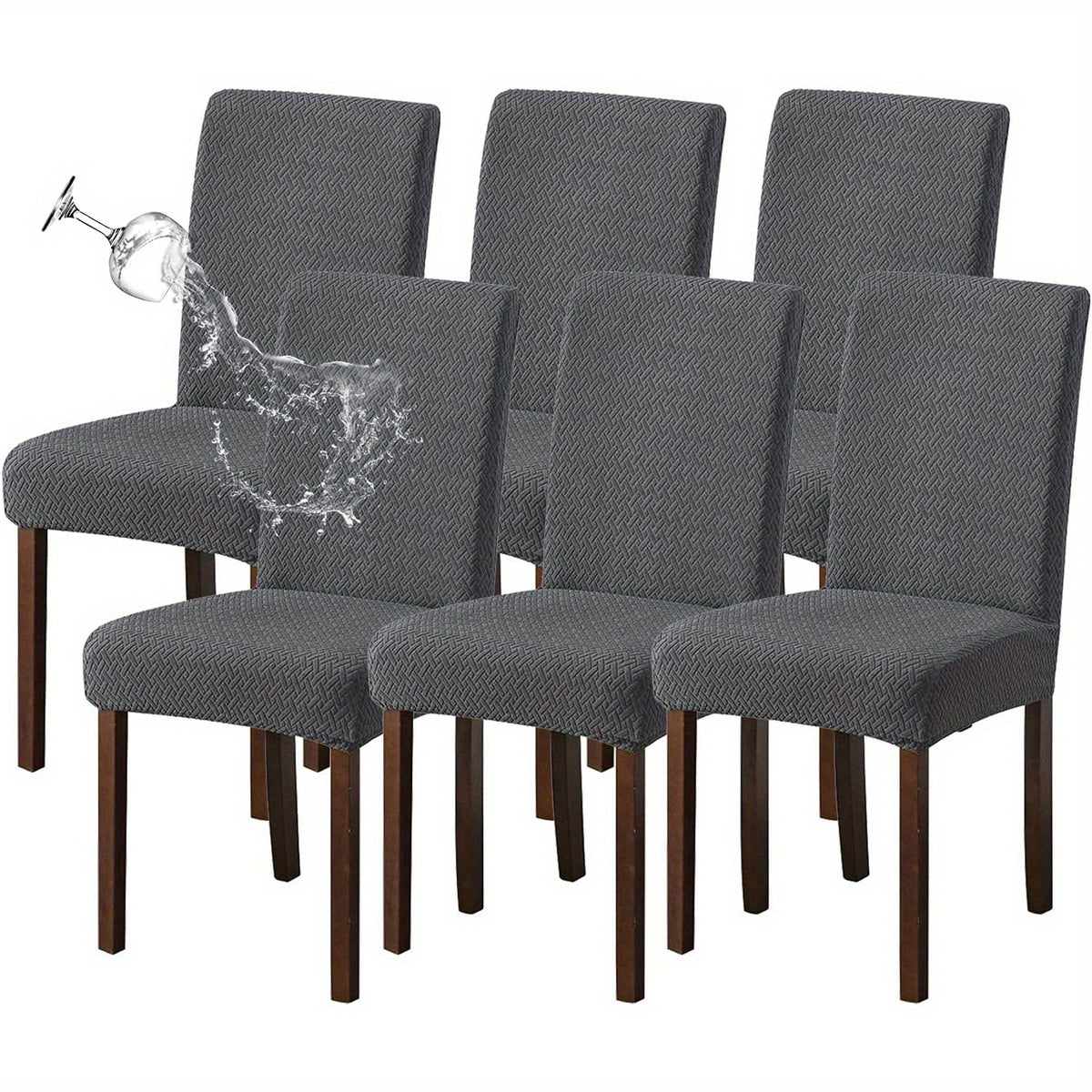 Chair Covers for Dining Room Set of 4 & 6 - Stretch Polar Fleece Jacquard Slipcovers with Elastic Band, Machine Washable Removable Seat Covers for Kitchen Dining Chairs, Multiple Colors