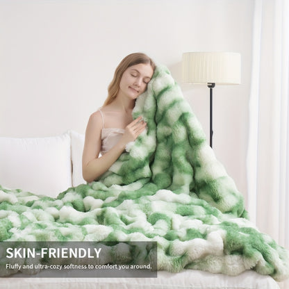 Faux Rabbit Fur Throw Blanket - Ultra Soft Plush Fleece Blanket for Bed Couch Sofa, Warm Fuzzy Blanket in Multiple Colors & Sizes, Throw Twin Queen King, Cozy Bedroom Living Room Blanket