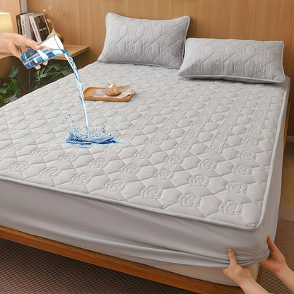 Waterproof Fitted Sheet Checkered Pattern Soft Breathable Mattress Protector - Lightweight Minimalist Bed Sheet for Twin Full Queen King - Pink Blue Green Khaki Black White Gray